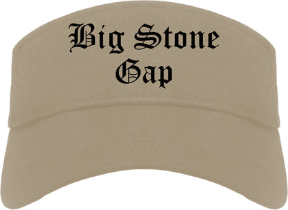 Big Stone Gap Virginia VA Old English Mens Visor Cap Hat Khaki
