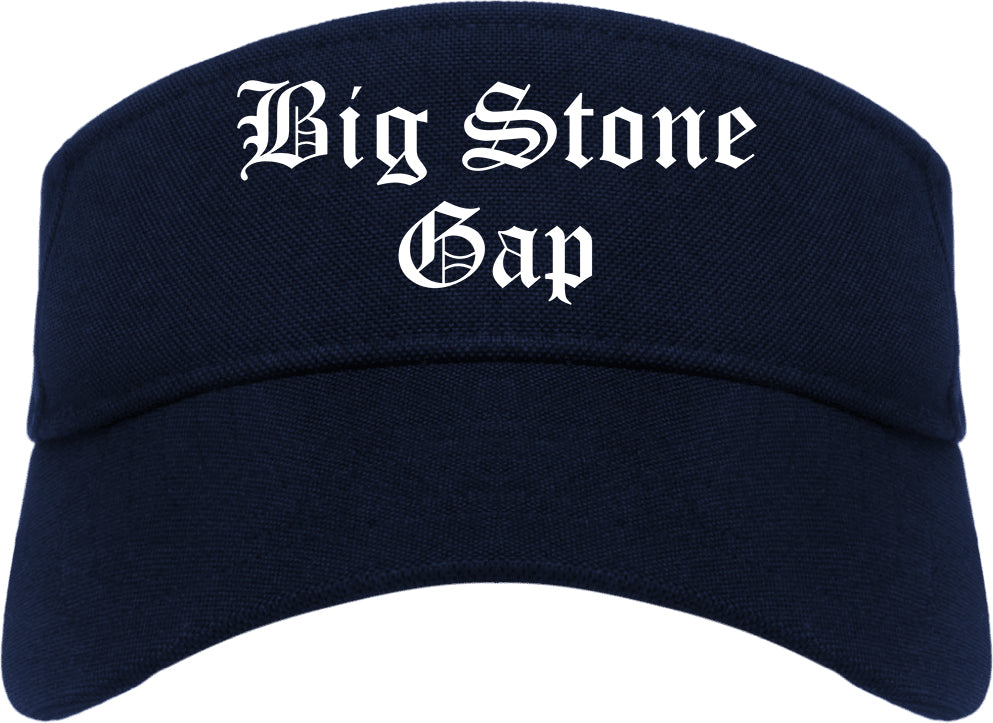 Big Stone Gap Virginia VA Old English Mens Visor Cap Hat Navy Blue