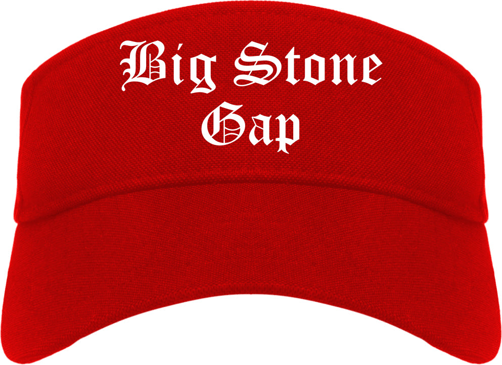 Big Stone Gap Virginia VA Old English Mens Visor Cap Hat Red