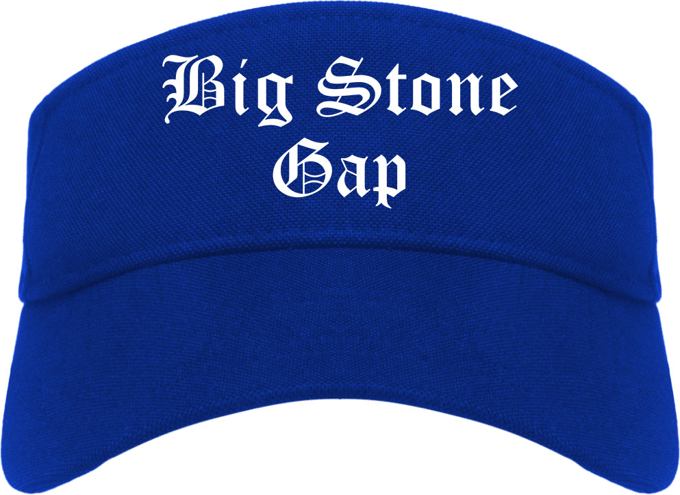 Big Stone Gap Virginia VA Old English Mens Visor Cap Hat Royal Blue