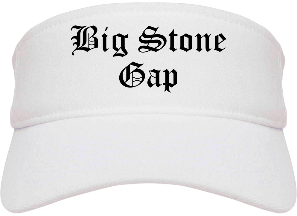 Big Stone Gap Virginia VA Old English Mens Visor Cap Hat White