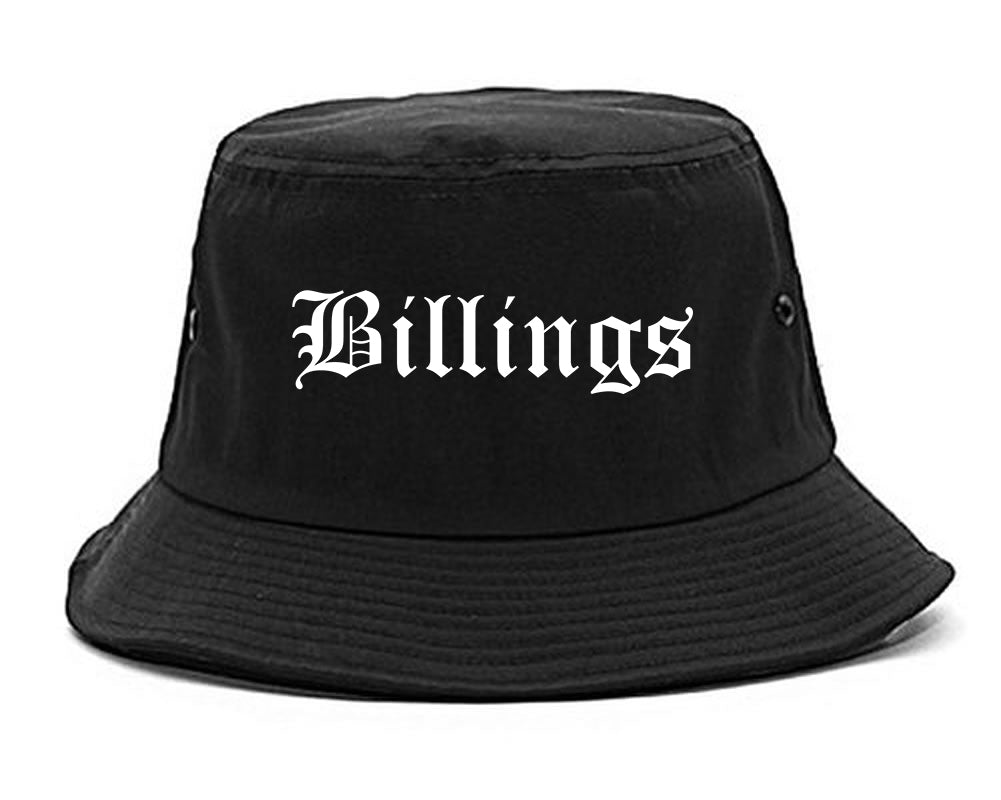 Billings Montana MT Old English Mens Bucket Hat Black