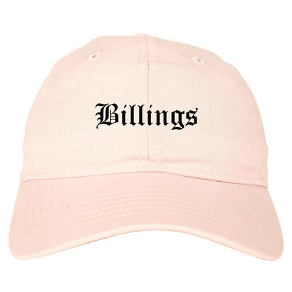 Billings Montana MT Old English Mens Dad Hat Baseball Cap Pink