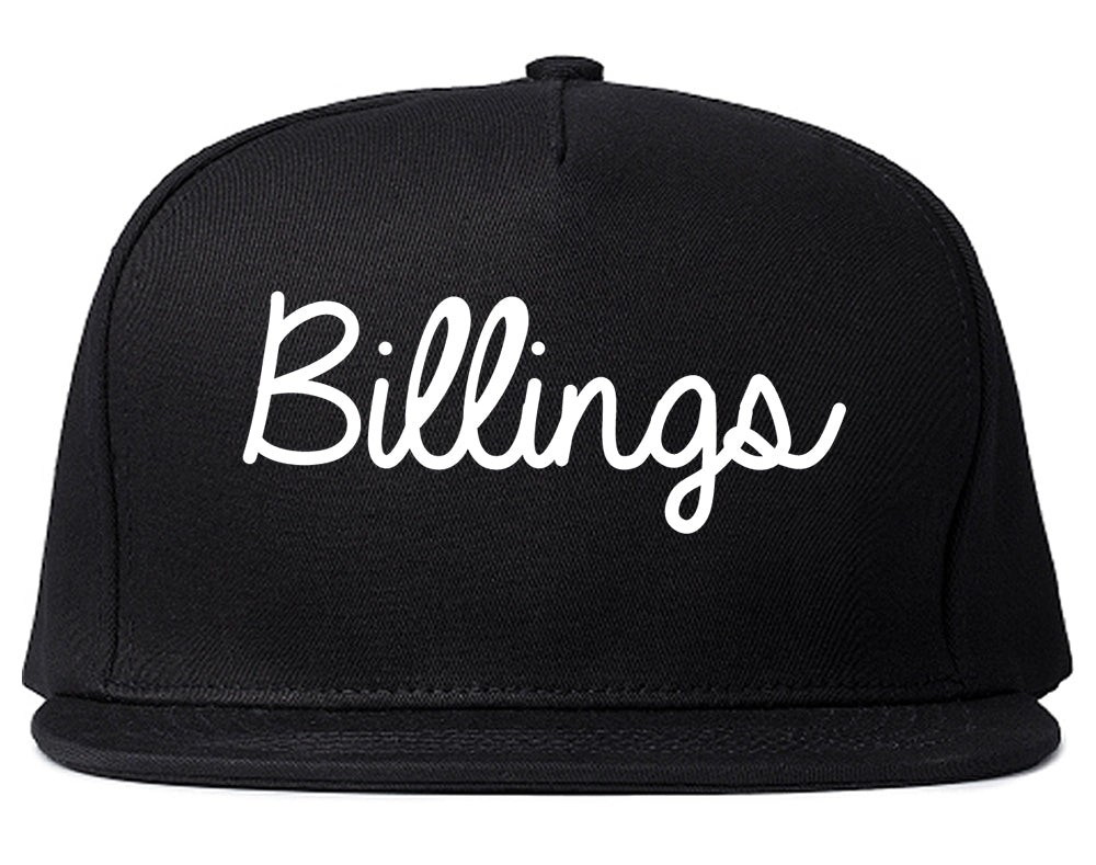 Billings Montana MT Script Mens Snapback Hat Black