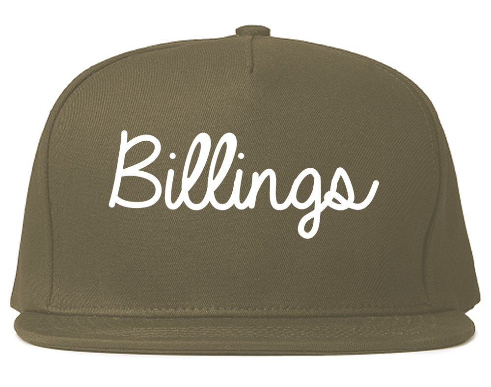Billings Montana MT Script Mens Snapback Hat Grey