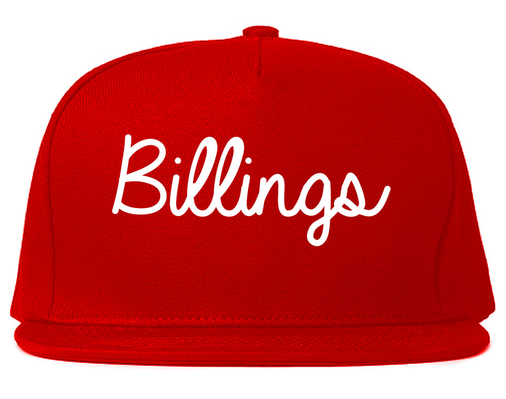 Billings Montana MT Script Mens Snapback Hat Red