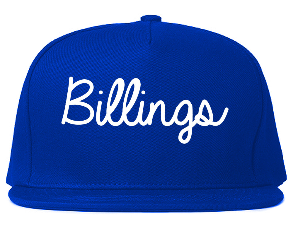 Billings Montana MT Script Mens Snapback Hat Royal Blue