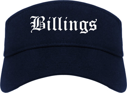Billings Montana MT Old English Mens Visor Cap Hat Navy Blue