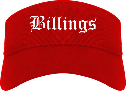 Billings Montana MT Old English Mens Visor Cap Hat Red