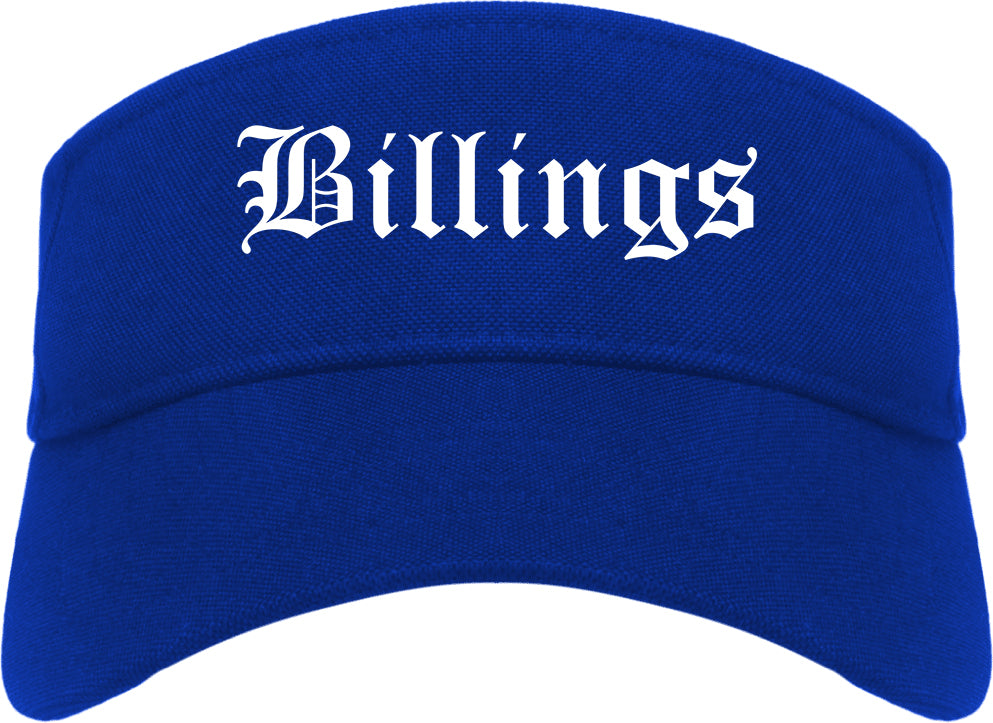 Billings Montana MT Old English Mens Visor Cap Hat Royal Blue
