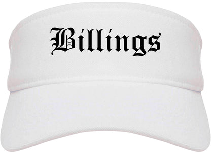 Billings Montana MT Old English Mens Visor Cap Hat White