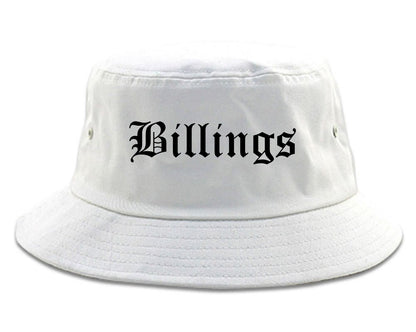 Billings Montana MT Old English Mens Bucket Hat White
