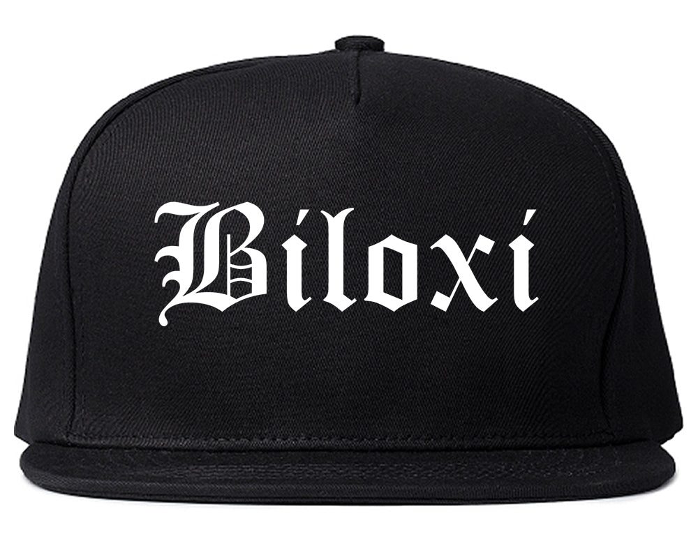Biloxi Mississippi MS Old English Mens Snapback Hat Black