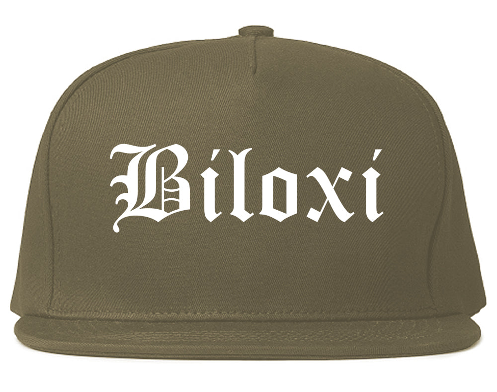 Biloxi Mississippi MS Old English Mens Snapback Hat Grey