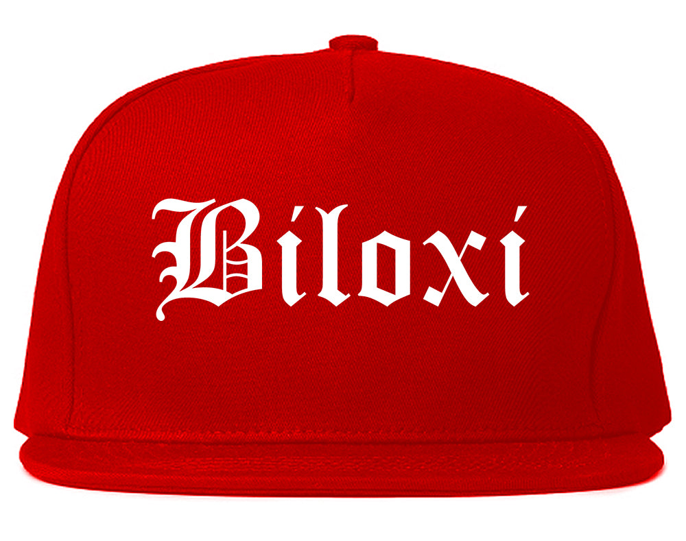Biloxi Mississippi MS Old English Mens Snapback Hat Red