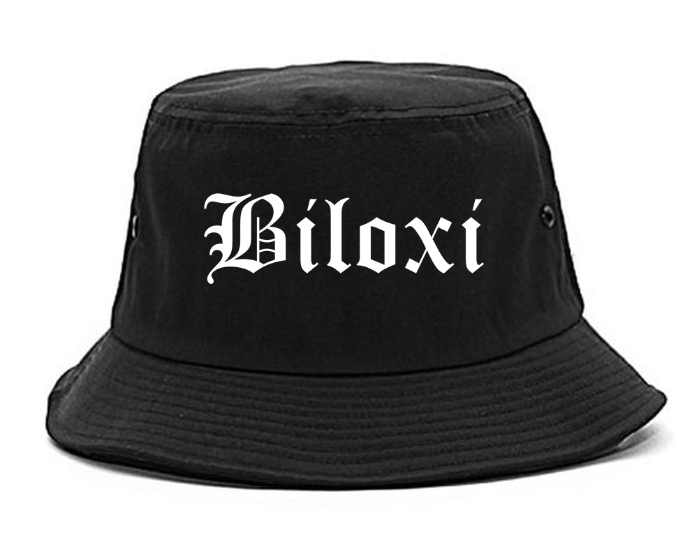 Biloxi Mississippi MS Old English Mens Bucket Hat Black