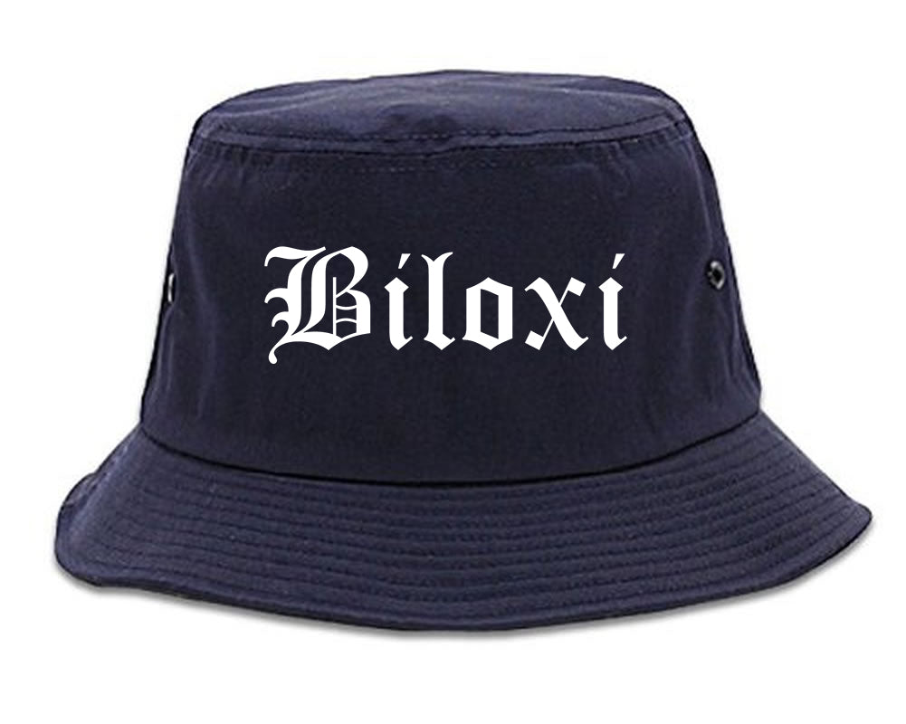 Biloxi Mississippi MS Old English Mens Bucket Hat Navy Blue