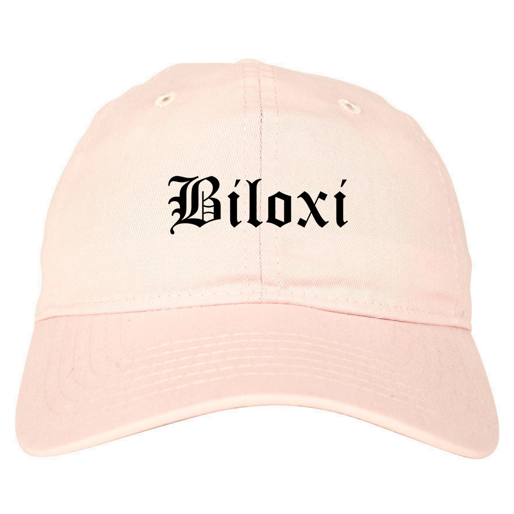 Biloxi Mississippi MS Old English Mens Dad Hat Baseball Cap Pink