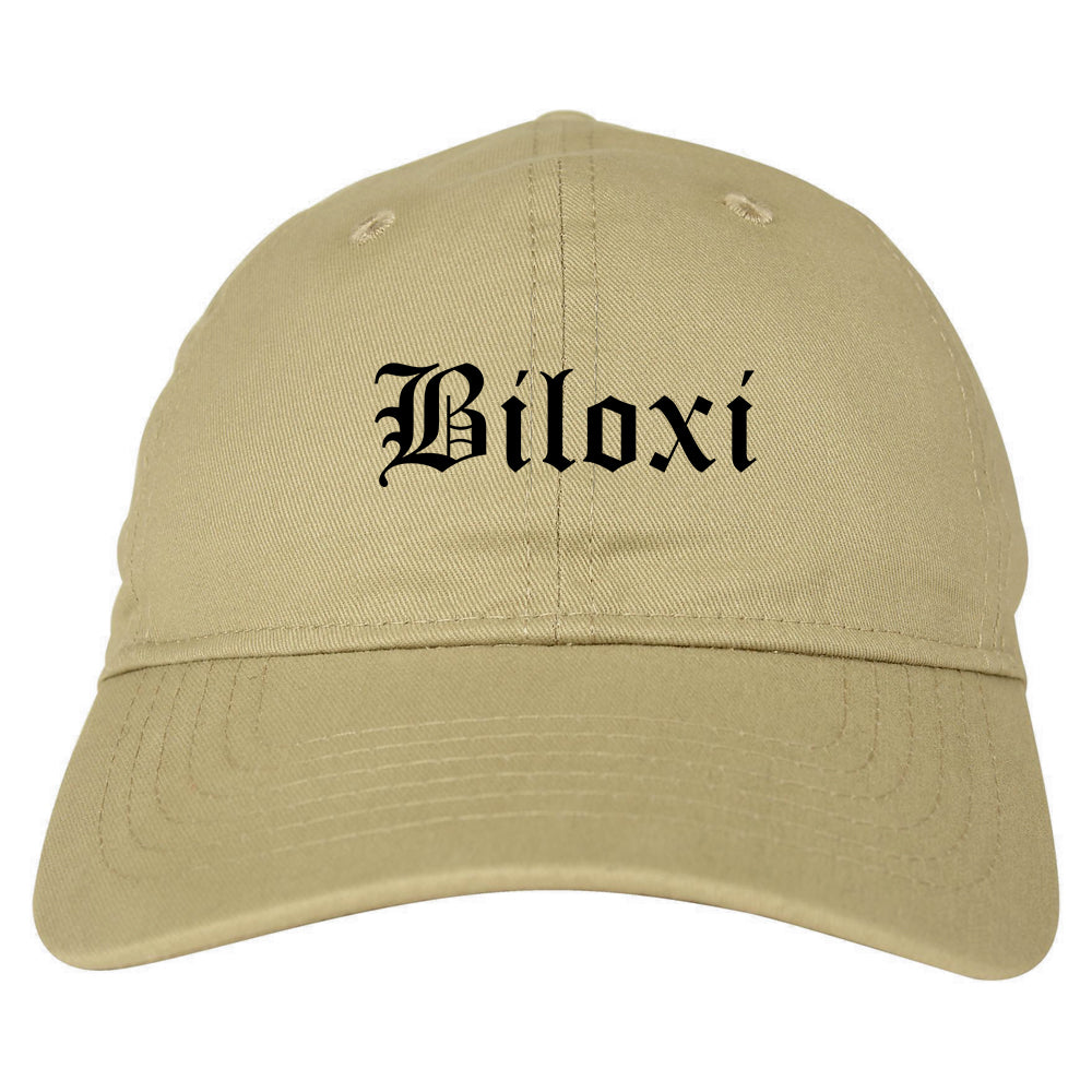 Biloxi Mississippi MS Old English Mens Dad Hat Baseball Cap Tan