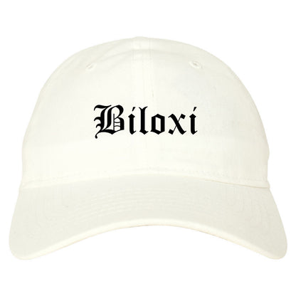 Biloxi Mississippi MS Old English Mens Dad Hat Baseball Cap White