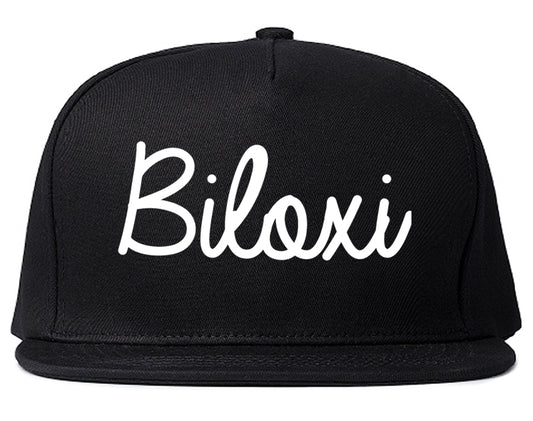 Biloxi Mississippi MS Script Mens Snapback Hat Black