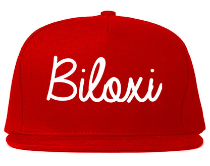 Biloxi Mississippi MS Script Mens Snapback Hat Red