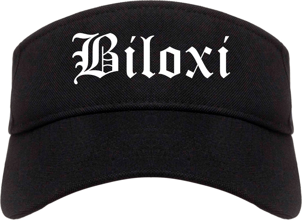 Biloxi Mississippi MS Old English Mens Visor Cap Hat Black