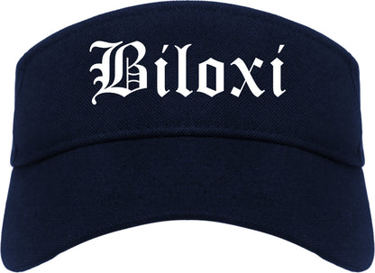 Biloxi Mississippi MS Old English Mens Visor Cap Hat Navy Blue