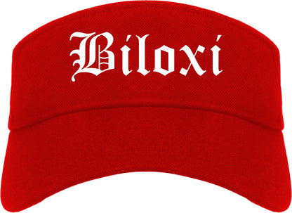 Biloxi Mississippi MS Old English Mens Visor Cap Hat Red