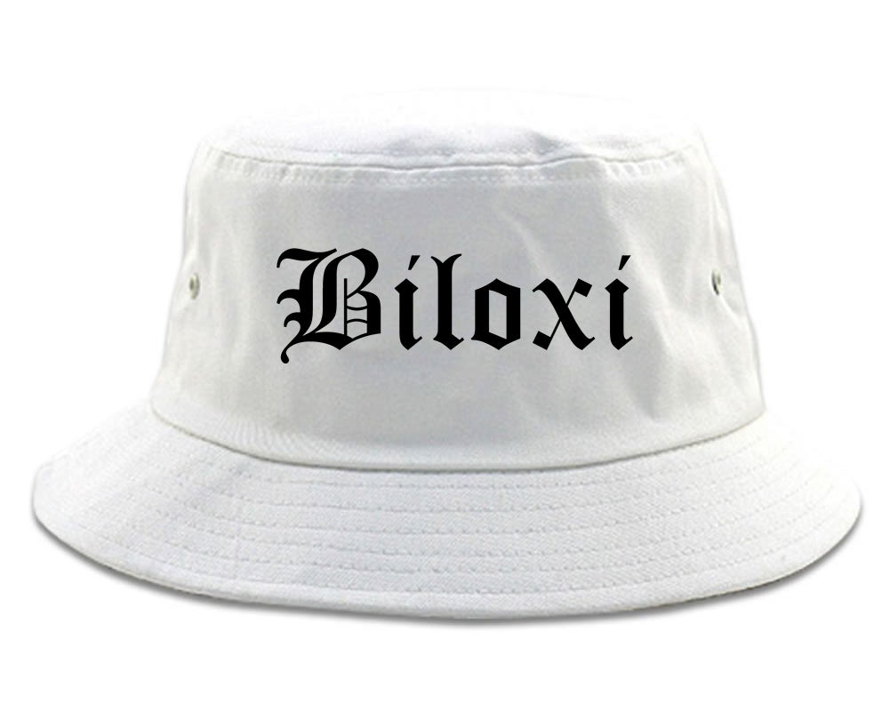 Biloxi Mississippi MS Old English Mens Bucket Hat White