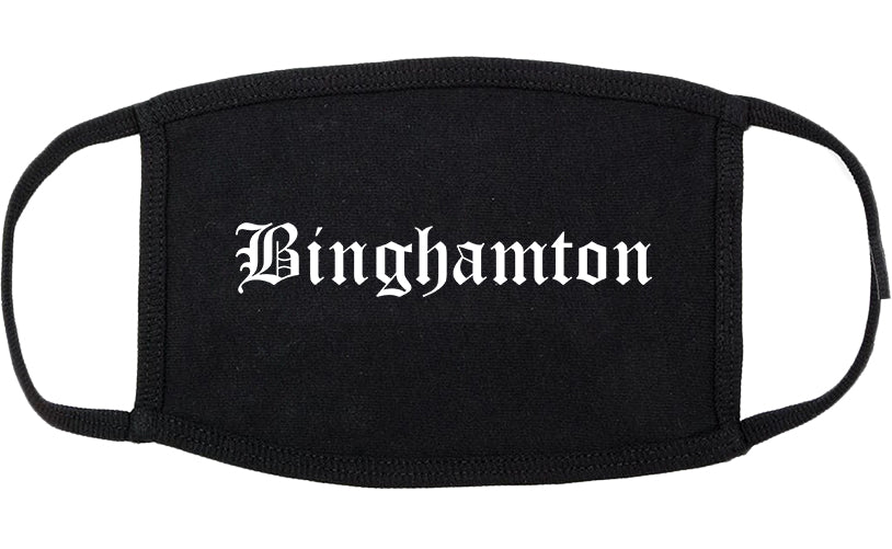 Binghamton New York NY Old English Cotton Face Mask Black