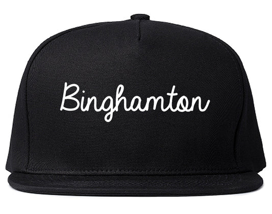 Binghamton New York NY Script Mens Snapback Hat Black