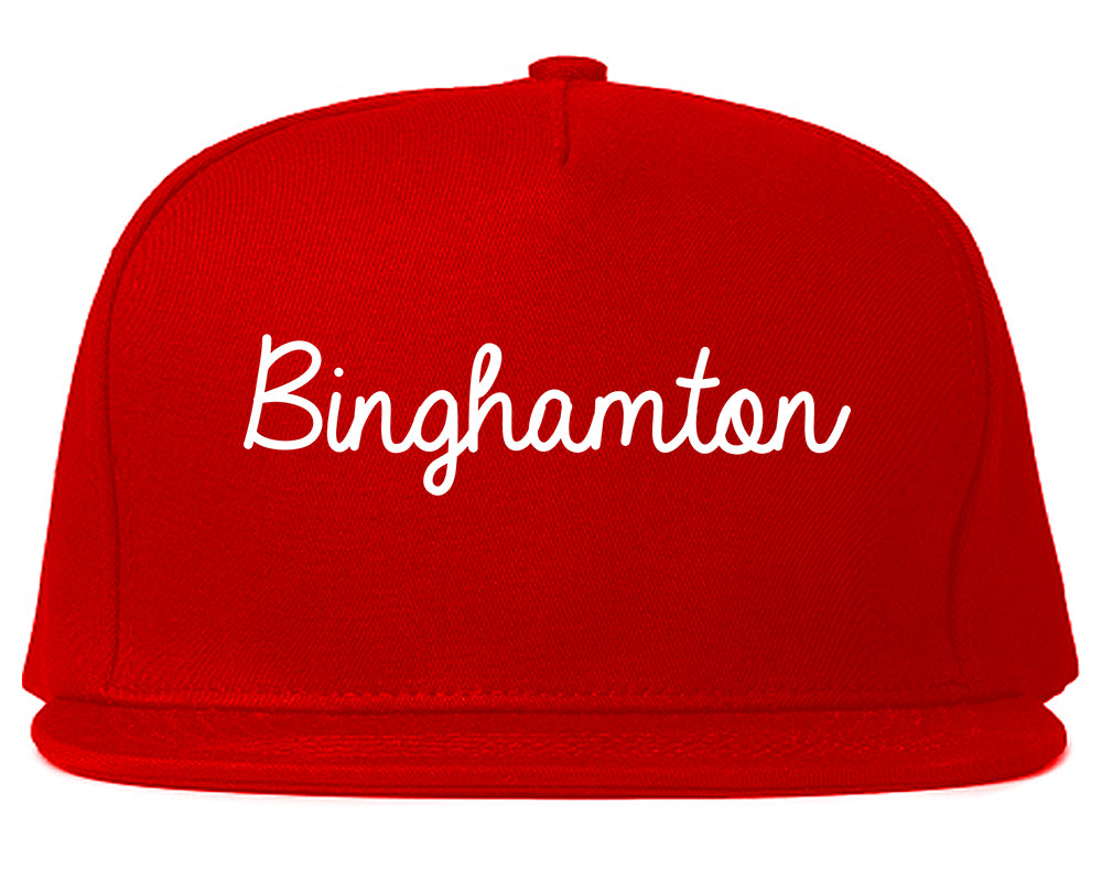 Binghamton New York NY Script Mens Snapback Hat Red