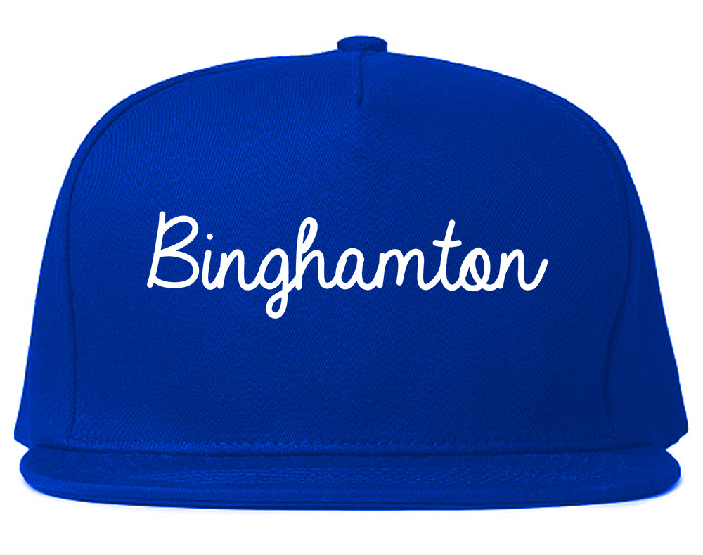 Binghamton New York NY Script Mens Snapback Hat Royal Blue