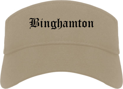 Binghamton New York NY Old English Mens Visor Cap Hat Khaki