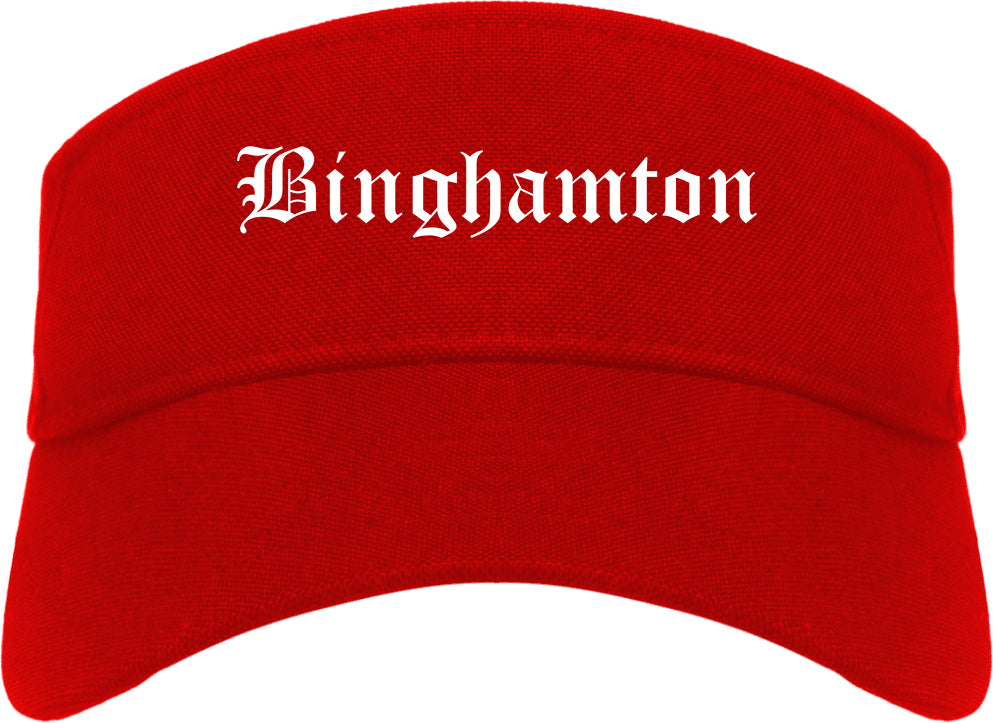 Binghamton New York NY Old English Mens Visor Cap Hat Red