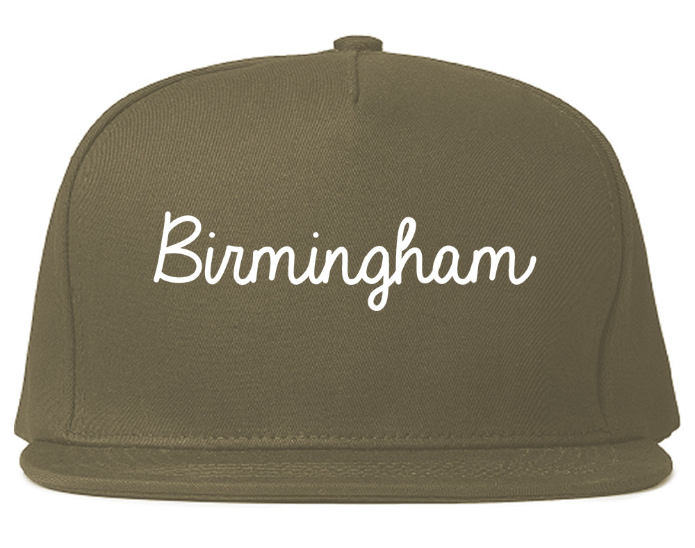Birmingham Alabama AL Script Mens Snapback Hat Grey
