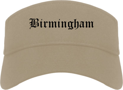 Birmingham Alabama AL Old English Mens Visor Cap Hat Khaki