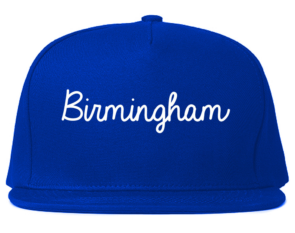 Birmingham Michigan MI Script Mens Snapback Hat Royal Blue