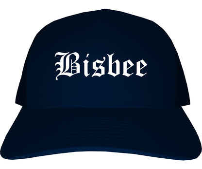 Bisbee Arizona AZ Old English Mens Trucker Hat Cap Navy Blue