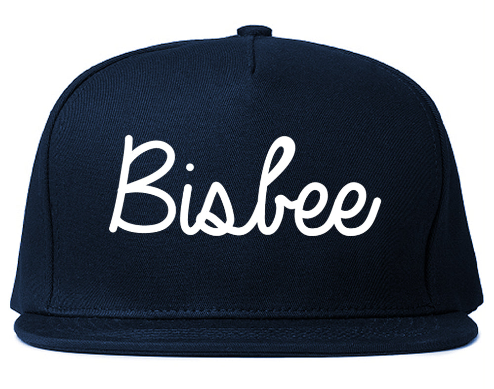 Bisbee Arizona AZ Script Mens Snapback Hat Navy Blue