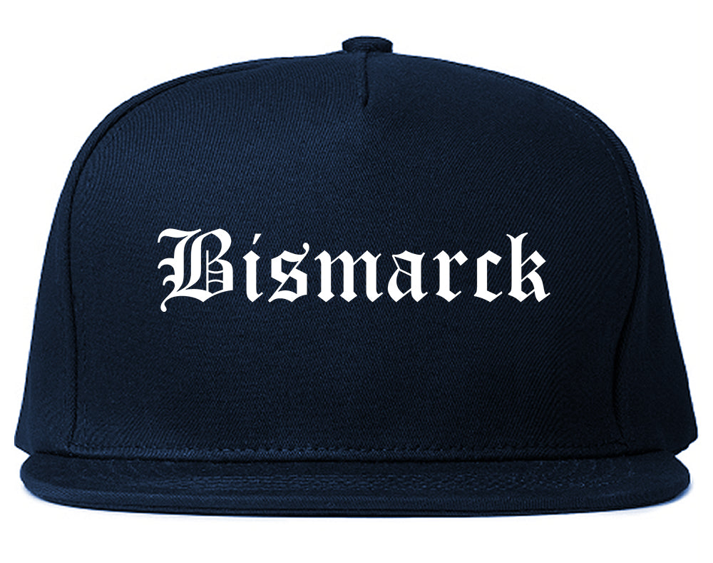 Bismarck North Dakota ND Old English Mens Snapback Hat Navy Blue