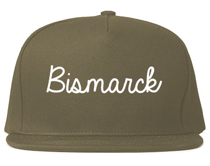 Bismarck North Dakota ND Script Mens Snapback Hat Grey