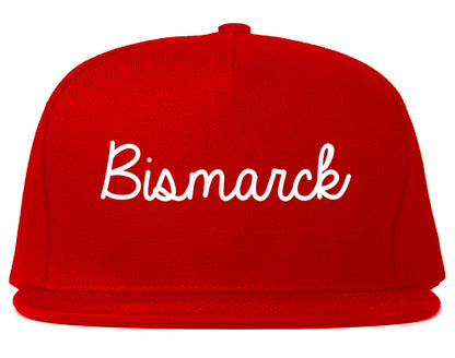Bismarck North Dakota ND Script Mens Snapback Hat Red
