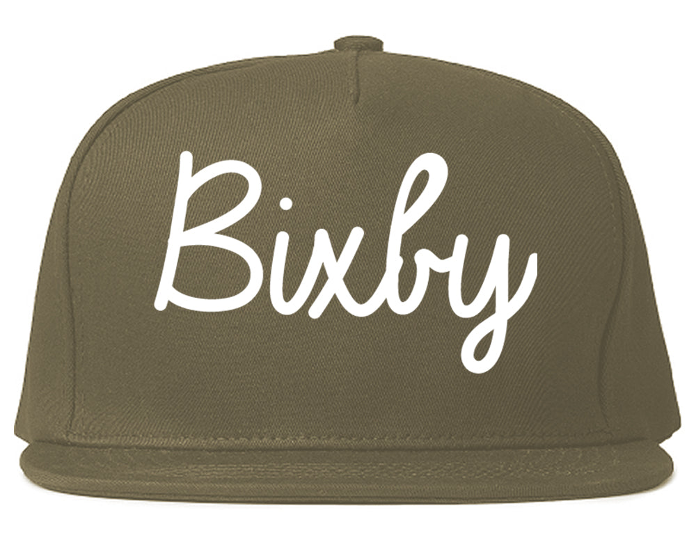Bixby Oklahoma OK Script Mens Snapback Hat Grey