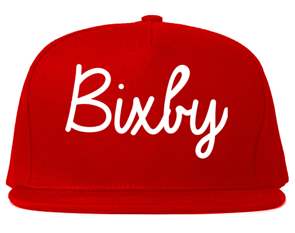 Bixby Oklahoma OK Script Mens Snapback Hat Red