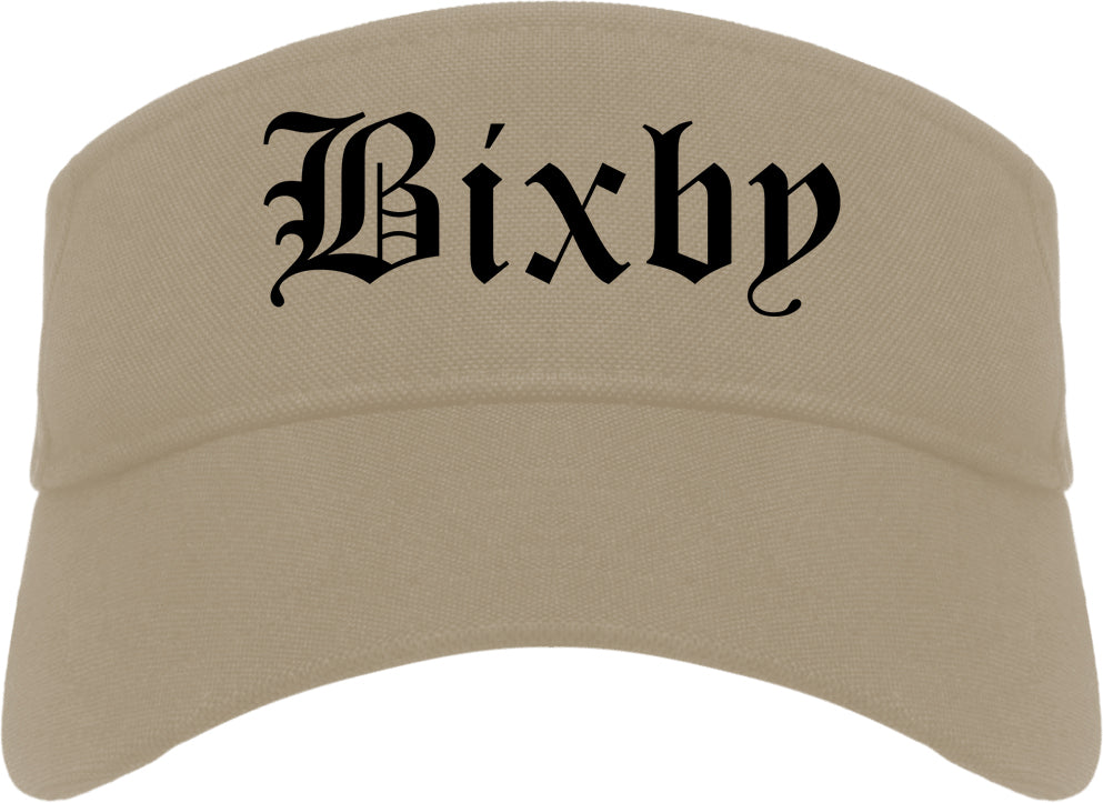 Bixby Oklahoma OK Old English Mens Visor Cap Hat Khaki