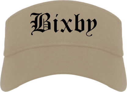 Bixby Oklahoma OK Old English Mens Visor Cap Hat Khaki