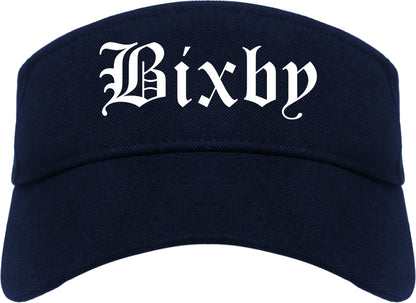Bixby Oklahoma OK Old English Mens Visor Cap Hat Navy Blue