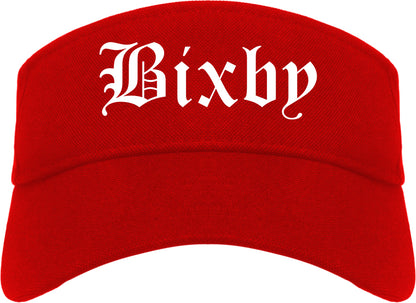 Bixby Oklahoma OK Old English Mens Visor Cap Hat Red